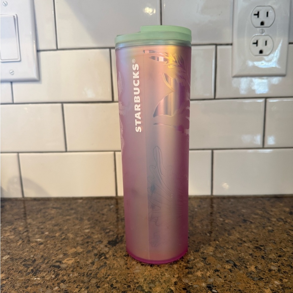 Starbucks 2022 Iridescent Pink Mermaid Tumbler with Mint Sip Lid